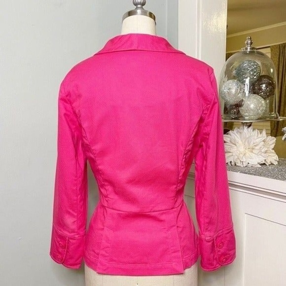 CAbi Pink Cotton Twill Peplum Blazer Jacket 8 Medium - Picture 7 of 12